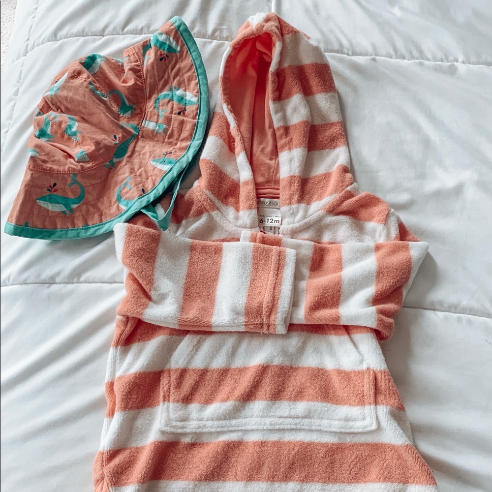 Pottery Barn Kids terry cloth pullover and sun hat